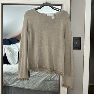 Liz Claiborne tan fringe sweater size large